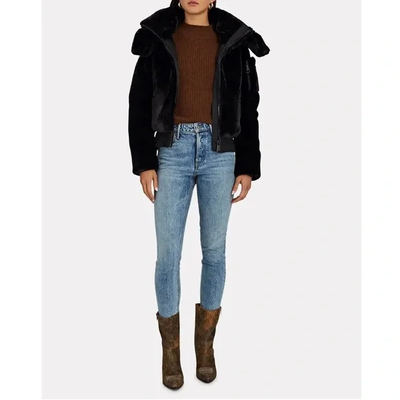 SAM. Nala Hooded Black Faux Fur Jacket